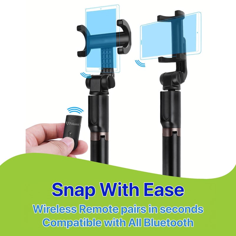Pokanic Selfie Stick Tripod with Wireless Remote Controller Pouch Extendable Adjustable Stand Mount Light-Weight V-Log Compatible with All Apple iPhone, Samsung Galaxy (Black) - Image 3